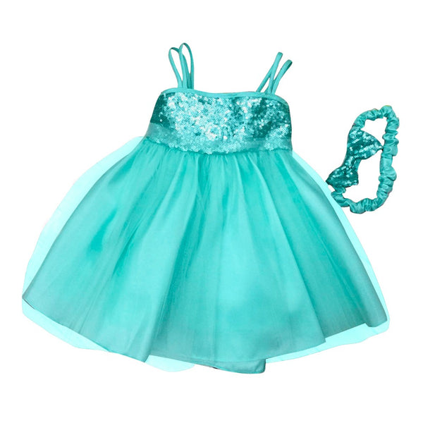 Petite Adele Baby Girls Mint Sequined Headband Flower Girl Dress 6-24M - SophiasStyle.com